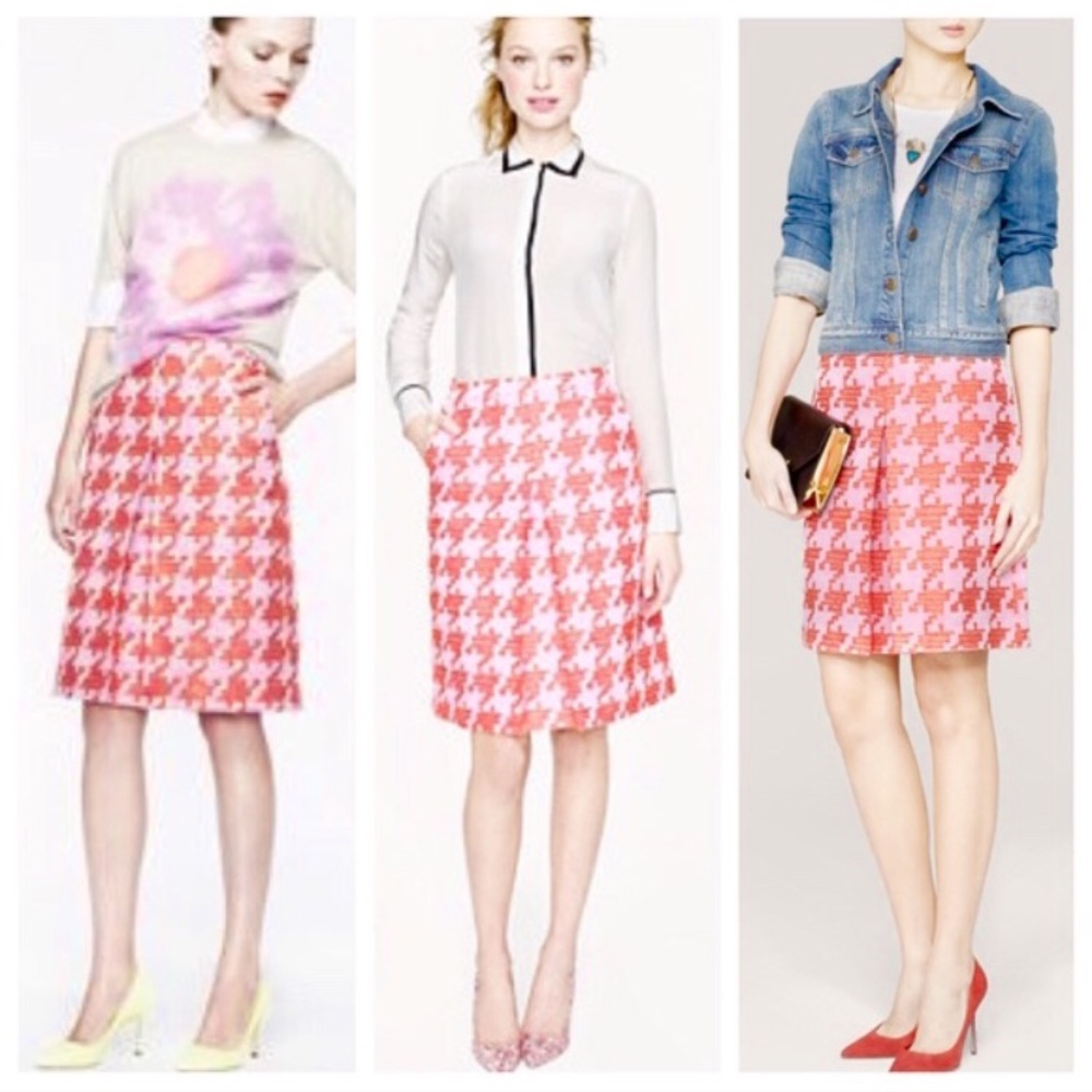 J Crew Pixelated Houndstooth Plaid Skirt 6